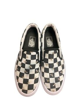 Vans Classic Slip-On Bee Check 'Black White' size 8M / 9.5 W